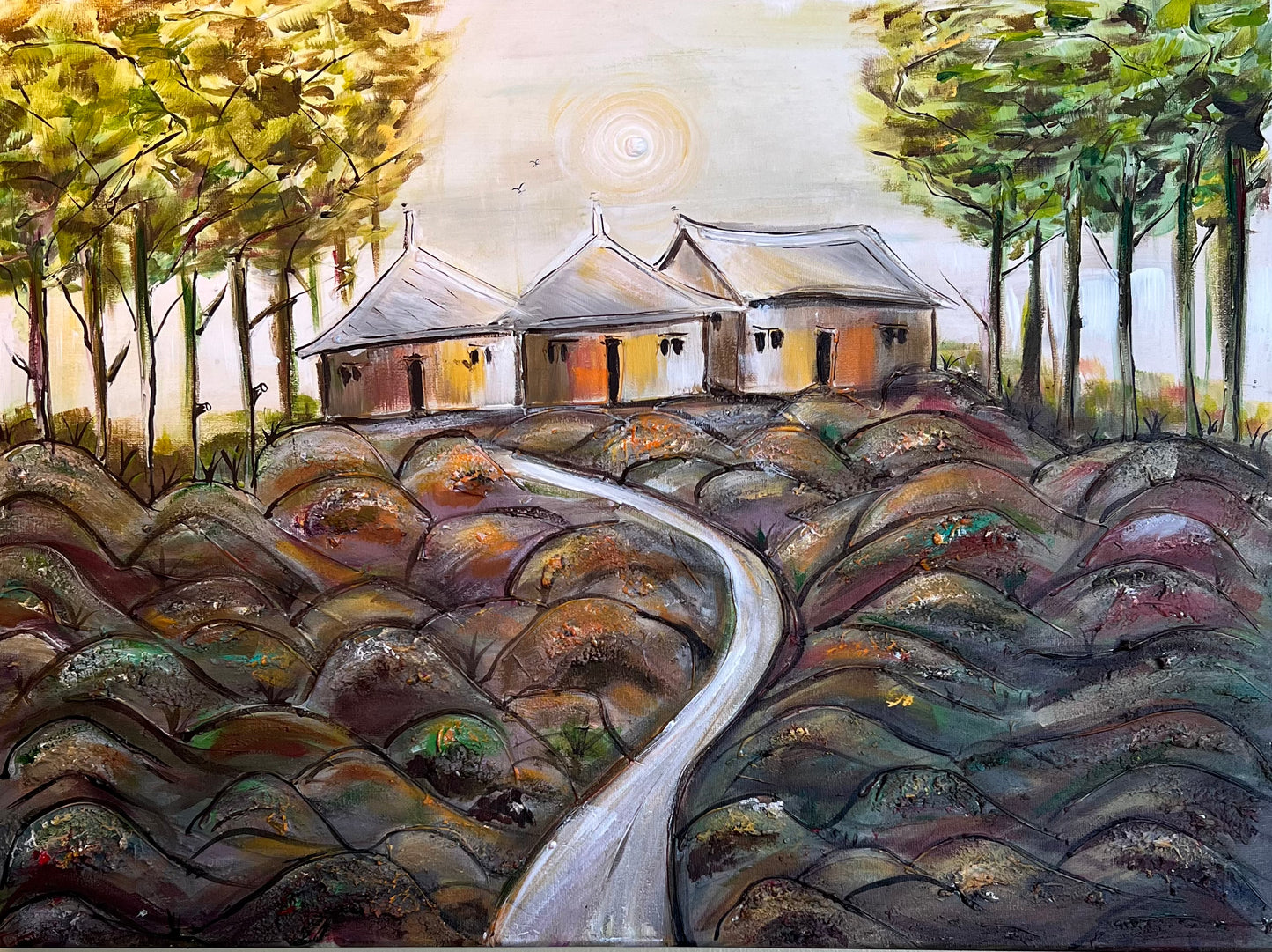 Village scene original painting