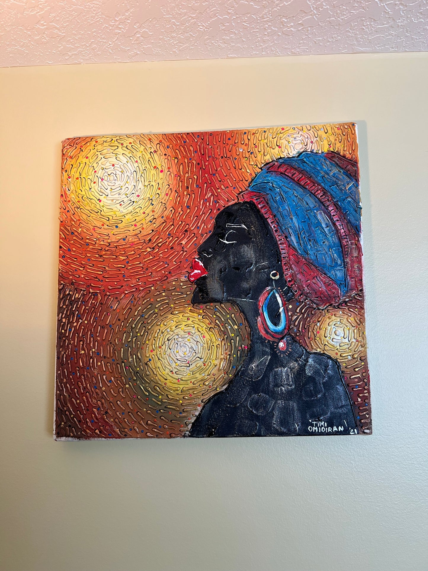 Silhouette painting of "Orente". A beautiful african woman